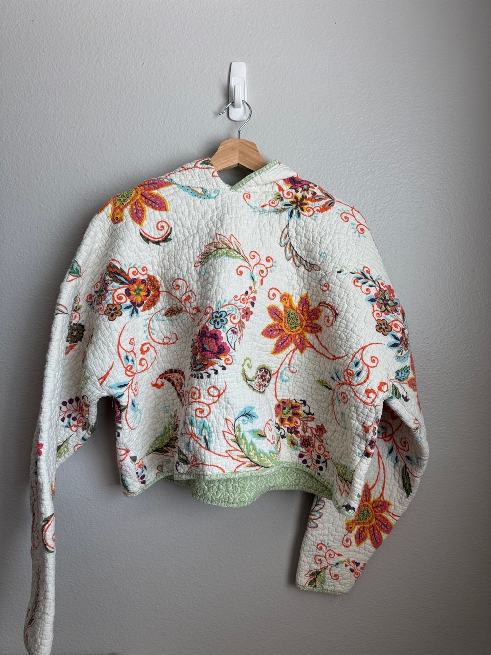 Upcycled Quilt Cropped Hoodie